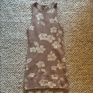 Rhythm Floral Mini Dress in Taupe and Cream